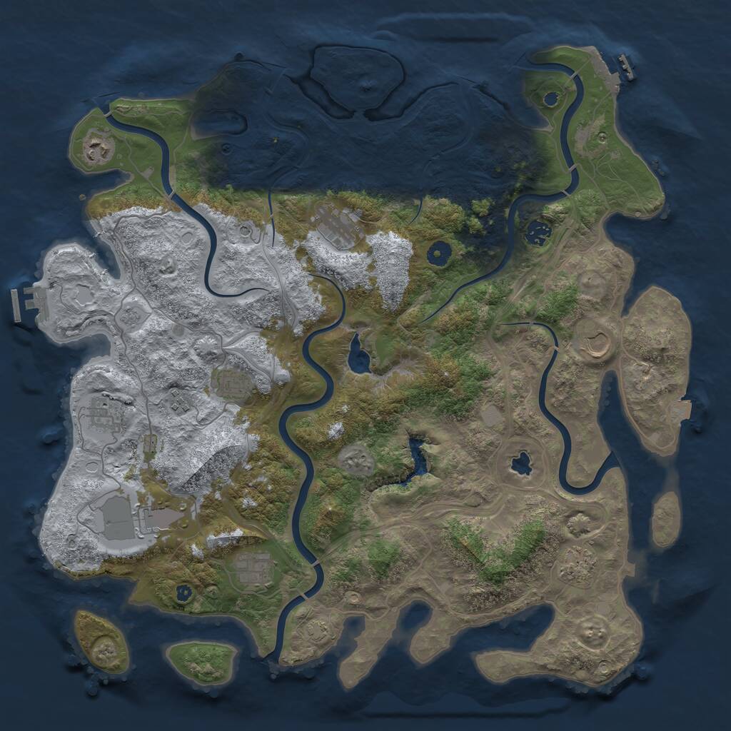 Rust Map: Procedural Map, Size: 4444, Seed: 1384467191, 16 Monuments
