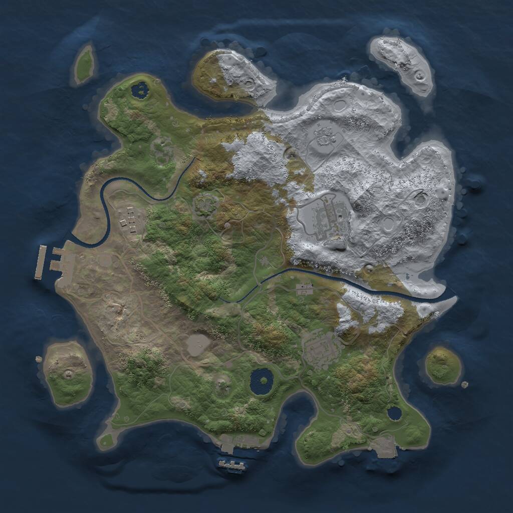 Rust Map: Procedural Map, Size: 3000, Seed: 1927139637, 8 Monuments
