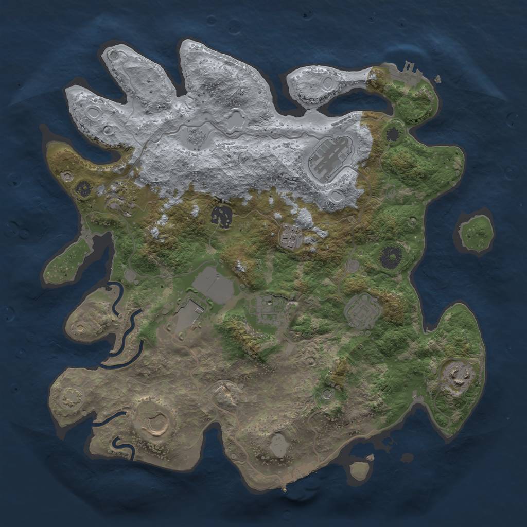Rust Map: Procedural Map, Size: 3500, Seed: 85896563, 16 Monuments