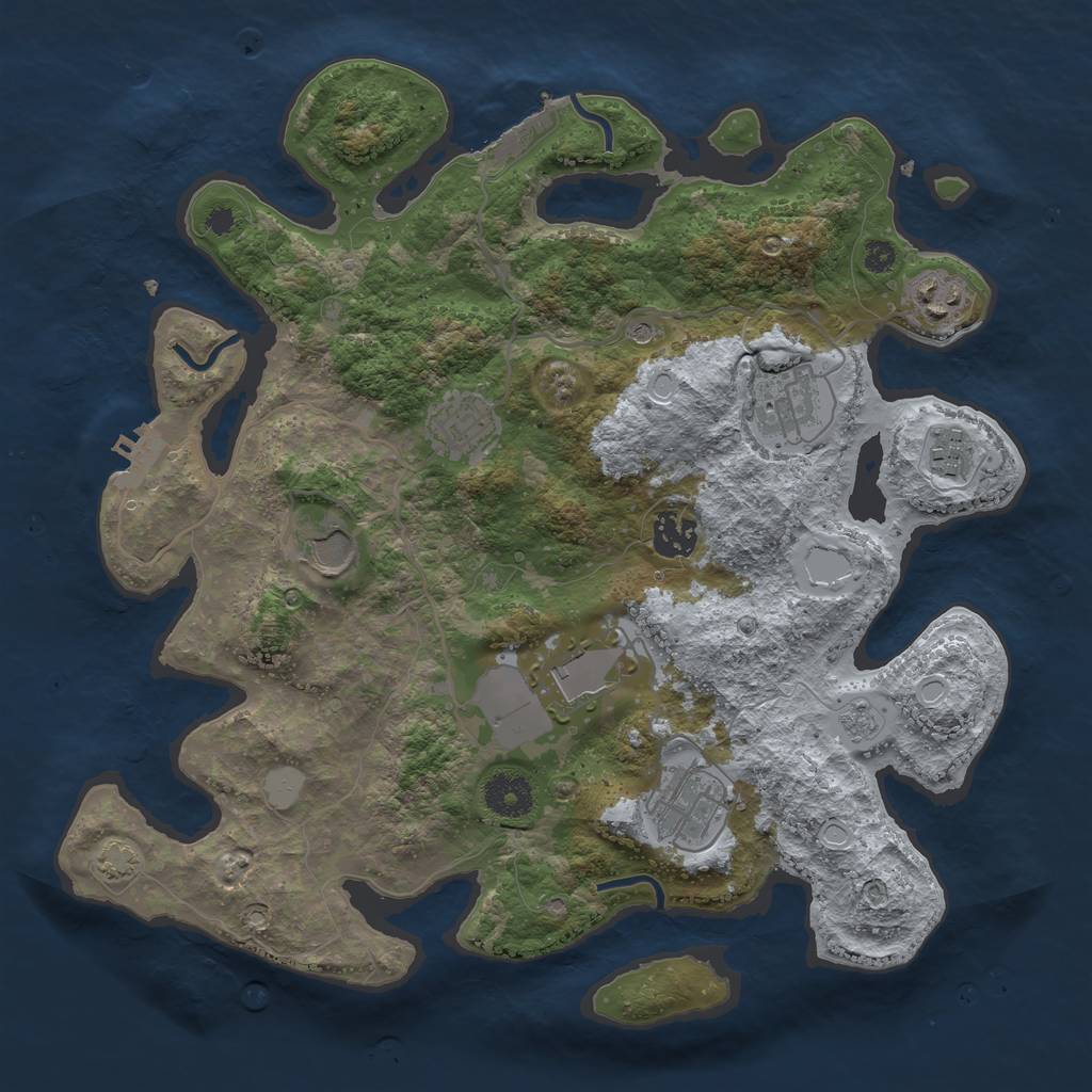 Rust Map: Procedural Map, Size: 3500, Seed: 41256785, 15 Monuments