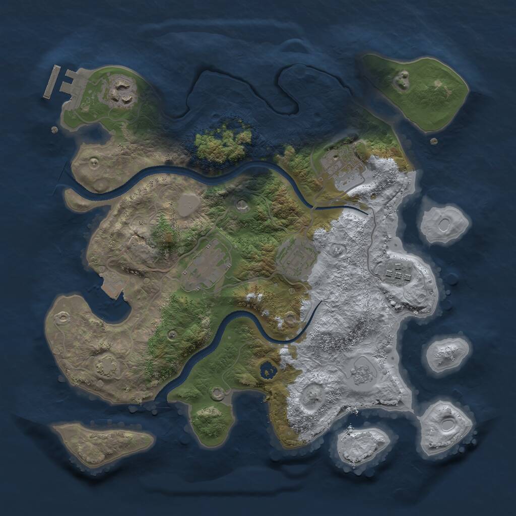 Rust Map: Procedural Map, Size: 3000, Seed: 18212, 10 Monuments