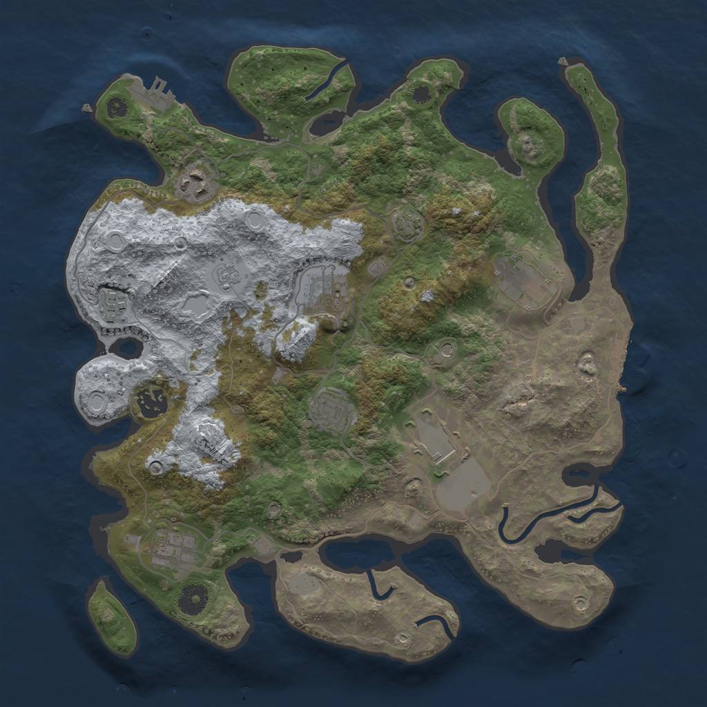 Rust Map: Procedural Map, Size: 3500, Seed: 1148605, 15 Monuments