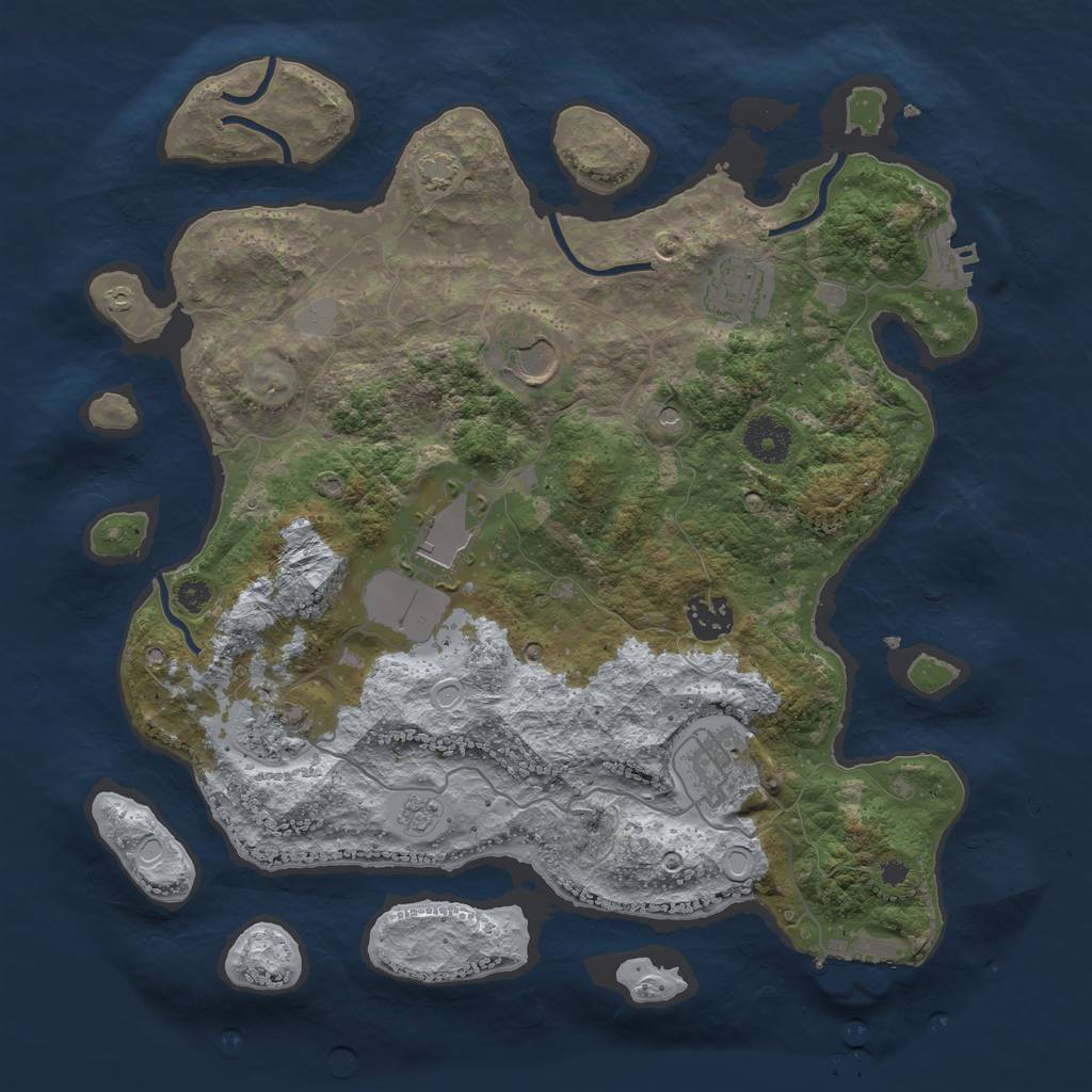 Rust Map: Procedural Map, Size: 3500, Seed: 509902296, 13 Monuments