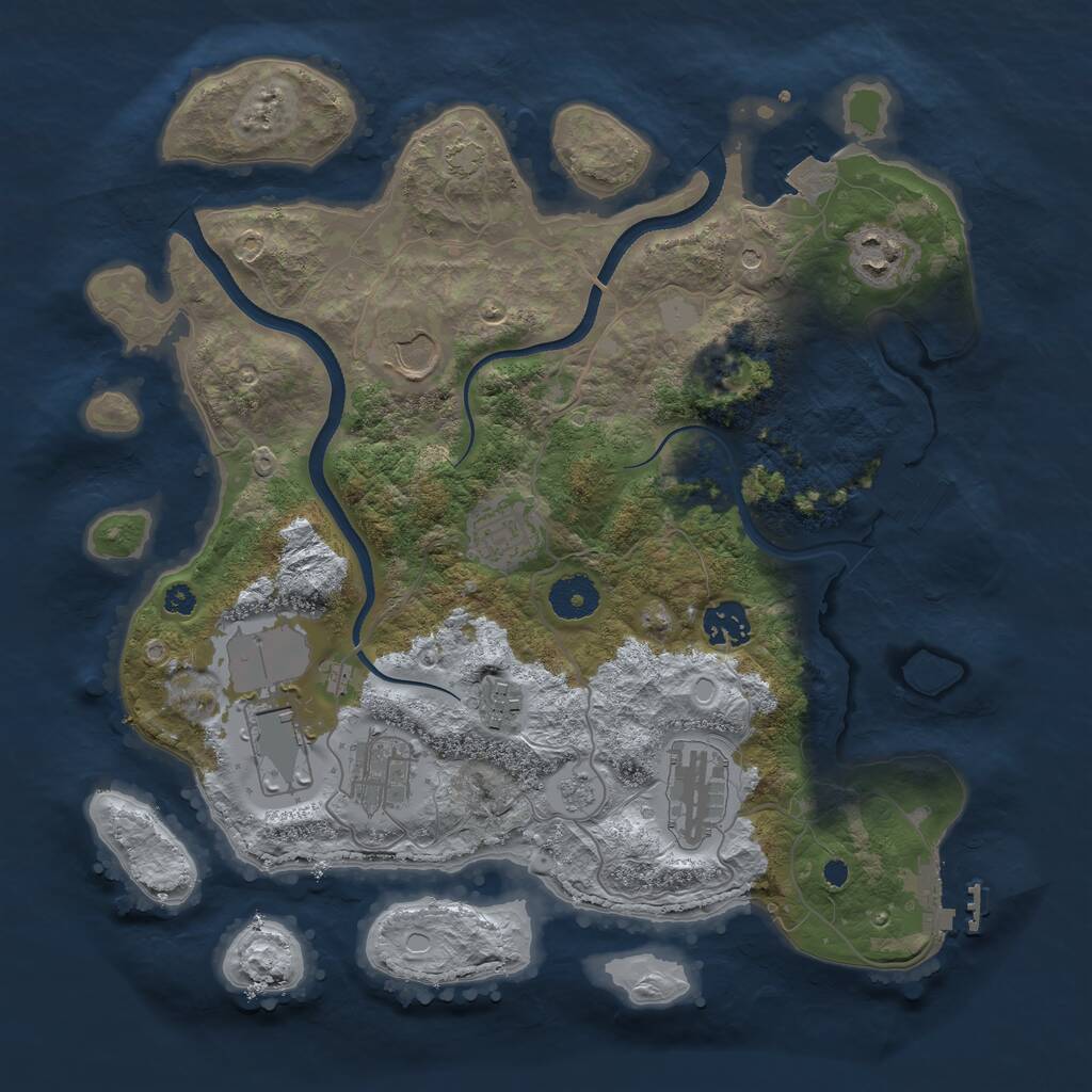 Rust Map: Procedural Map, Size: 3500, Seed: 509902296, 14 Monuments
