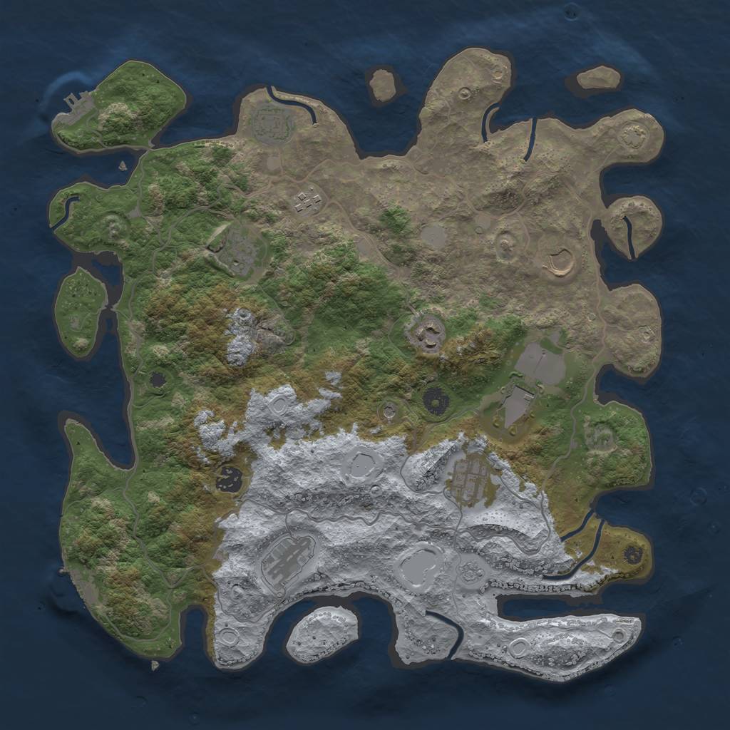 Rust Map: Procedural Map, Size: 4050, Seed: 1883228665, 16 Monuments