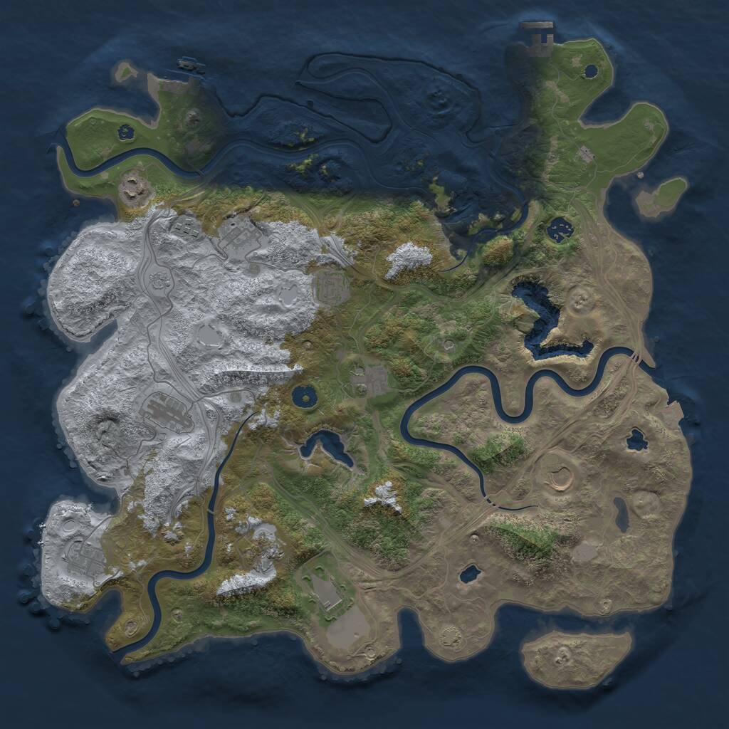 Rust Map: Procedural Map, Size: 4500, Seed: 1201460185, 17 Monuments