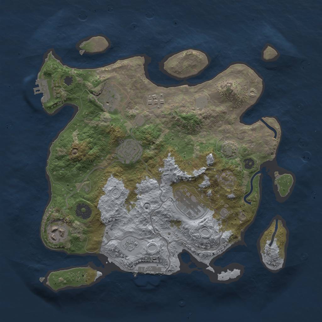 Rust Map: Procedural Map, Size: 3000, Seed: 68365, 11 Monuments