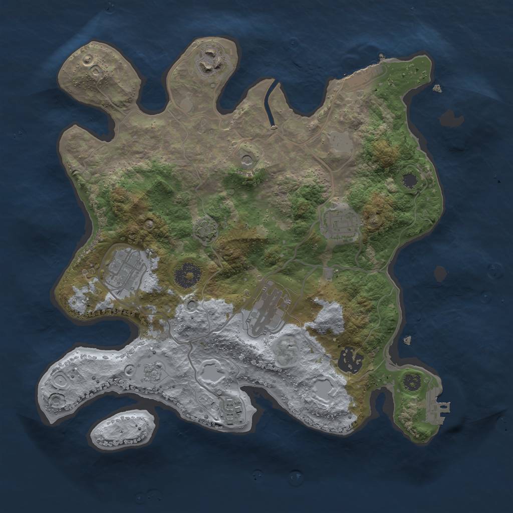 Rust Map: Procedural Map, Size: 3000, Seed: 1228355430, 13 Monuments