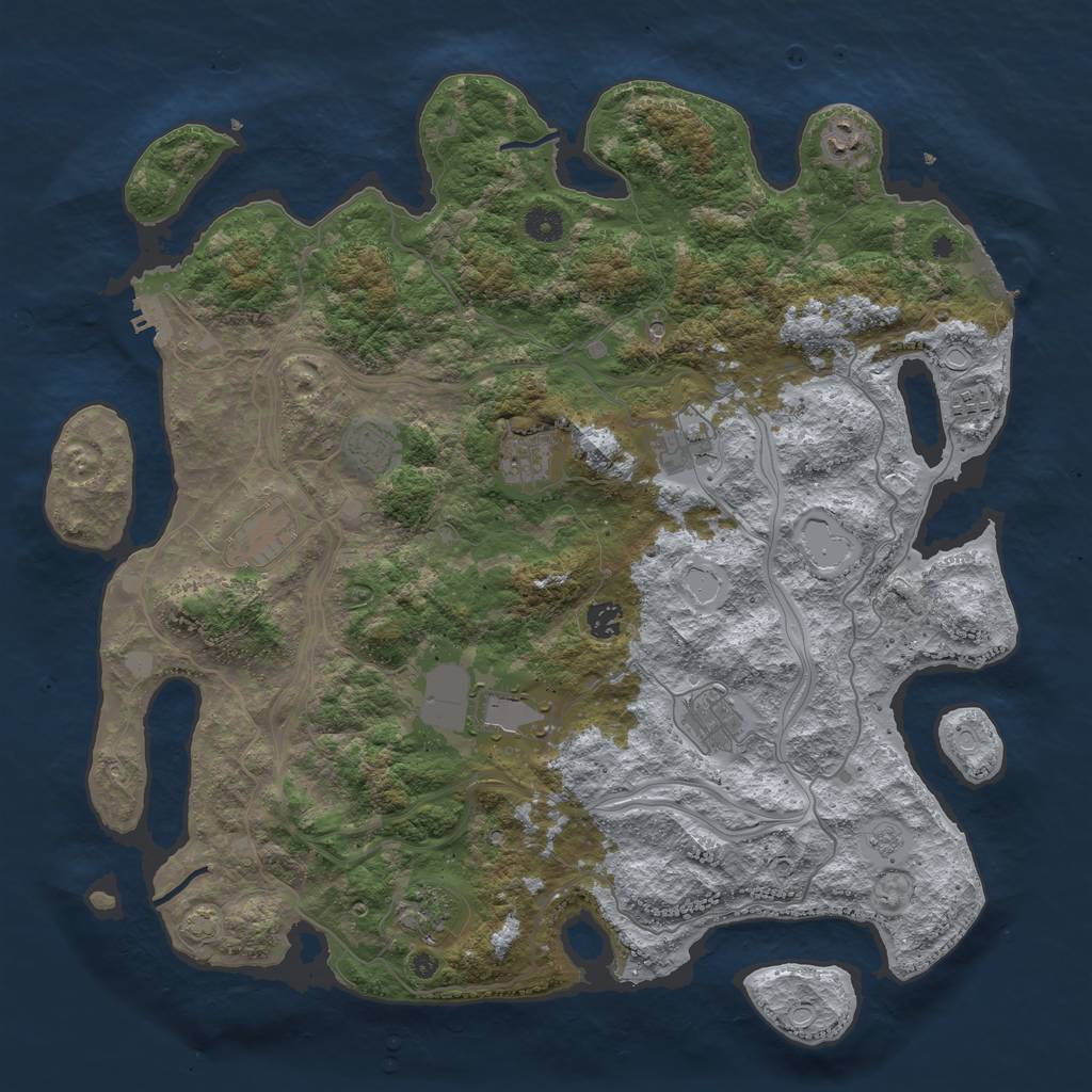 Rust Map: Procedural Map, Size: 4400, Seed: 4052023, 18 Monuments