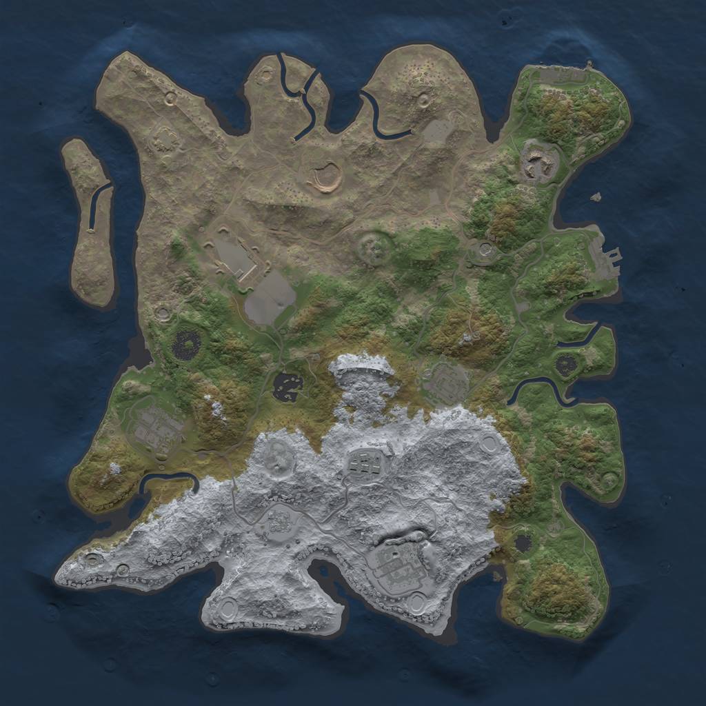 Rust Map: Procedural Map, Size: 3500, Seed: 2098615910, 15 Monuments