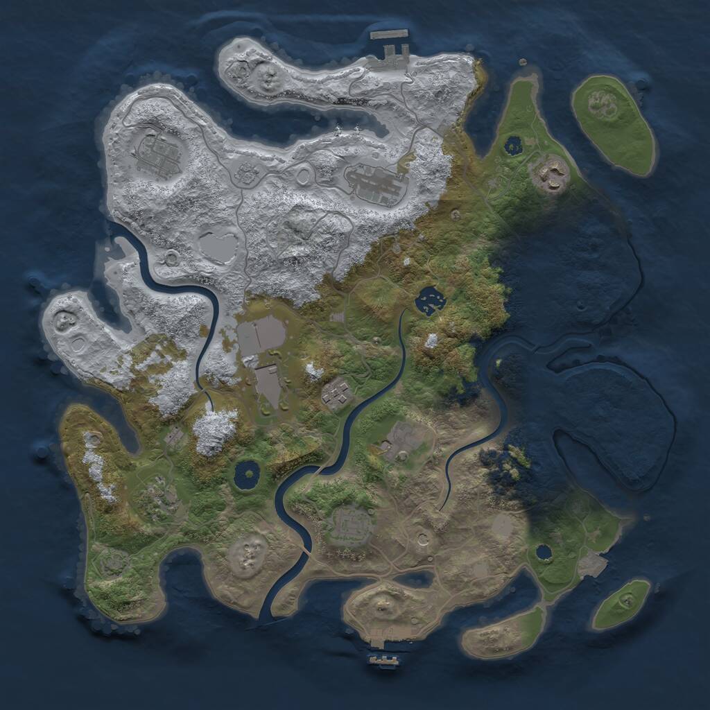 Rust Map: Procedural Map, Size: 3800, Seed: 270992, 15 Monuments