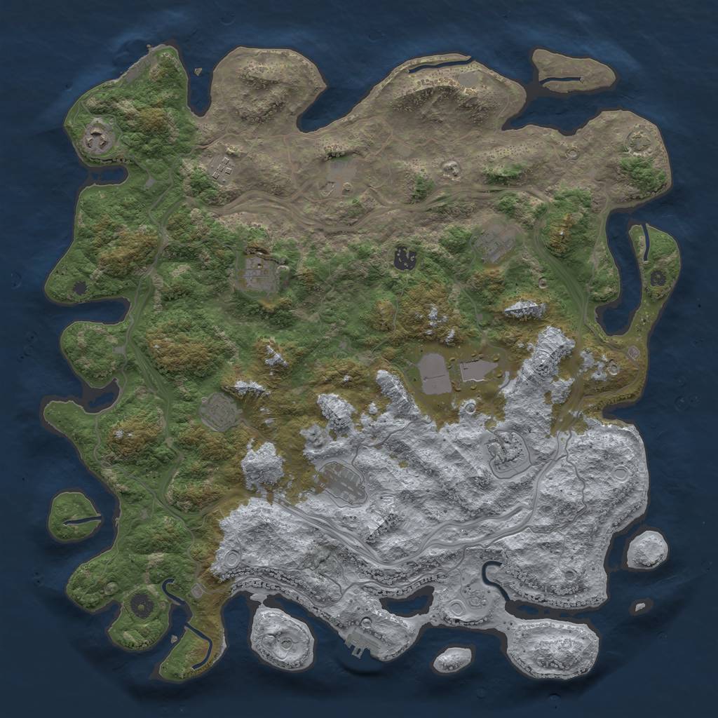 Rust Map: Procedural Map, Size: 4500, Seed: 1623675095, 17 Monuments