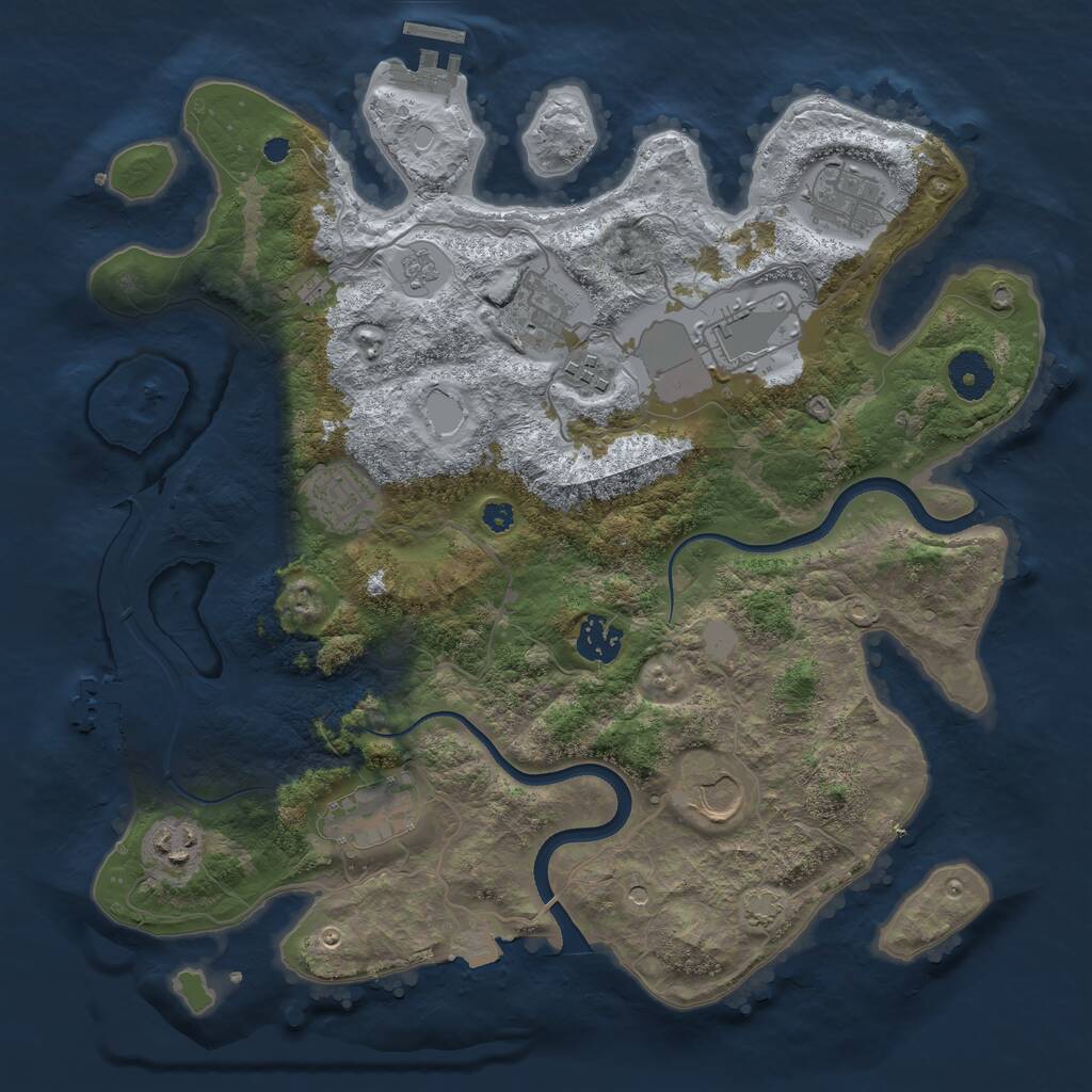 Rust Map: Procedural Map, Size: 3550, Seed: 52500, 15 Monuments