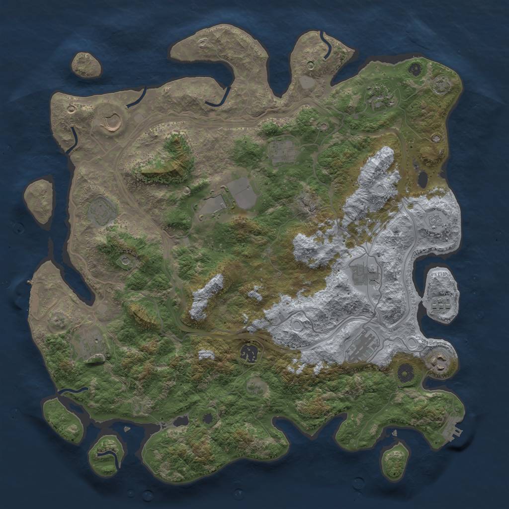 Rust Map: Procedural Map, Size: 4250, Seed: 593108764, 18 Monuments