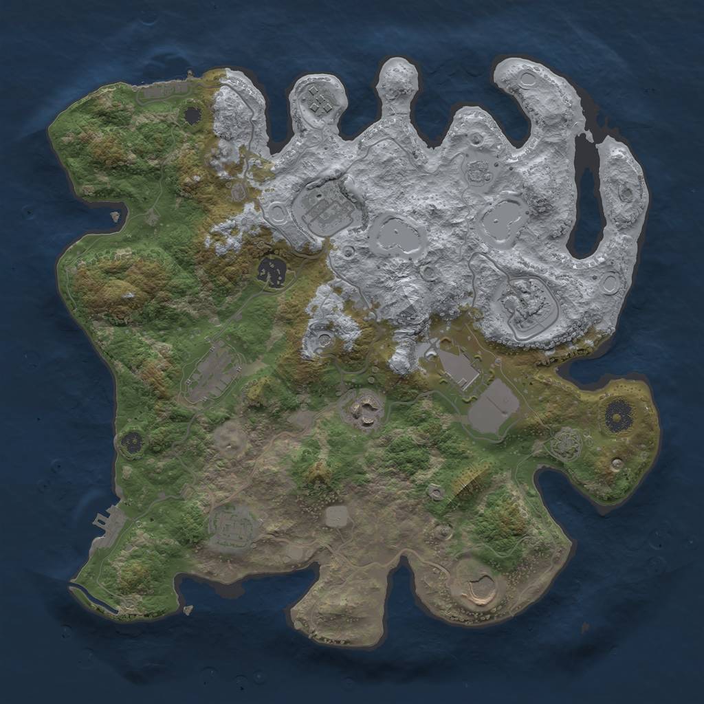 Rust Map: Procedural Map, Size: 3500, Seed: 3953592, 16 Monuments