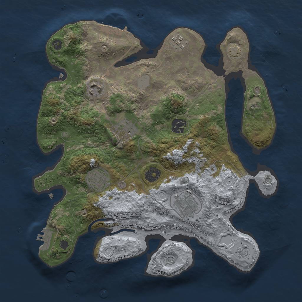 Rust Map: Procedural Map, Size: 3000, Seed: 25270, 14 Monuments