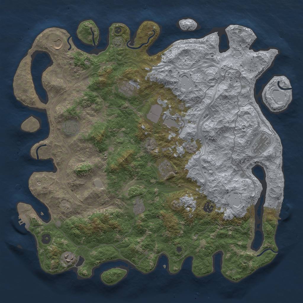 Rust Map: Procedural Map, Size: 4500, Seed: 2128546435, 17 Monuments