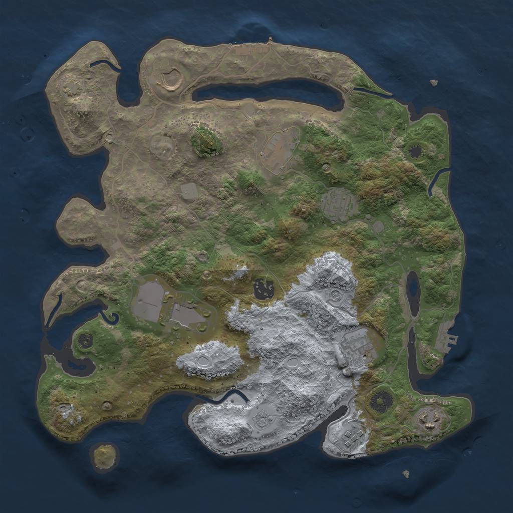 Rust Map: Procedural Map, Size: 3500, Seed: 297244612, 15 Monuments