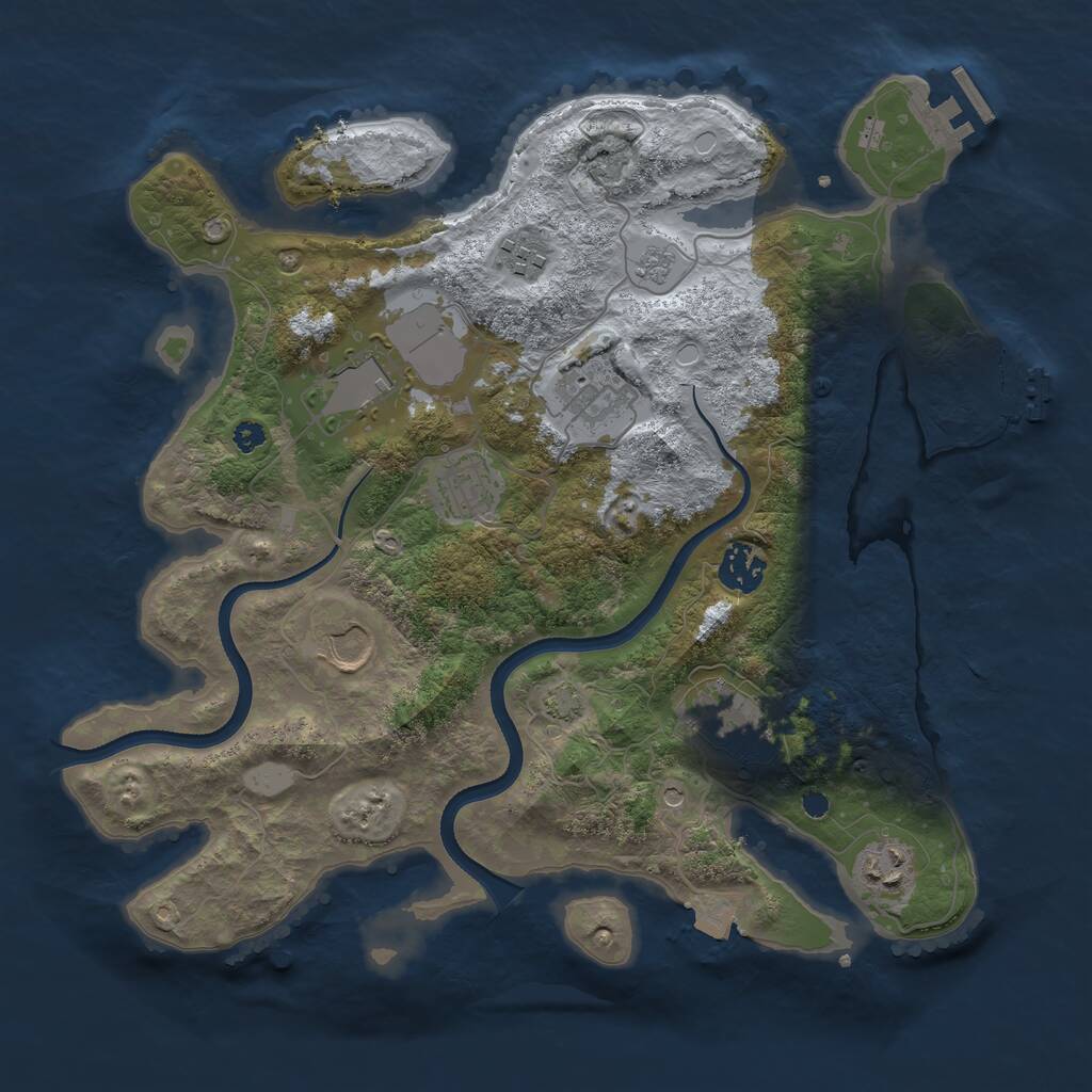 Rust Map: Procedural Map, Size: 3500, Seed: 660772567, 14 Monuments