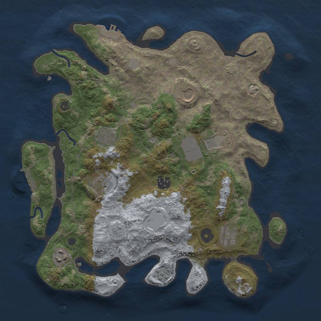 Rust Map: Procedural Map, Size: 3500, Seed: 390848742, 15 Monuments