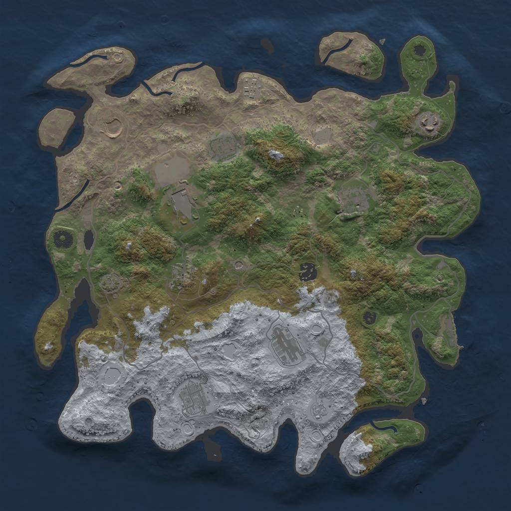 Rust Map: Procedural Map, Size: 4000, Seed: 5898327, 16 Monuments