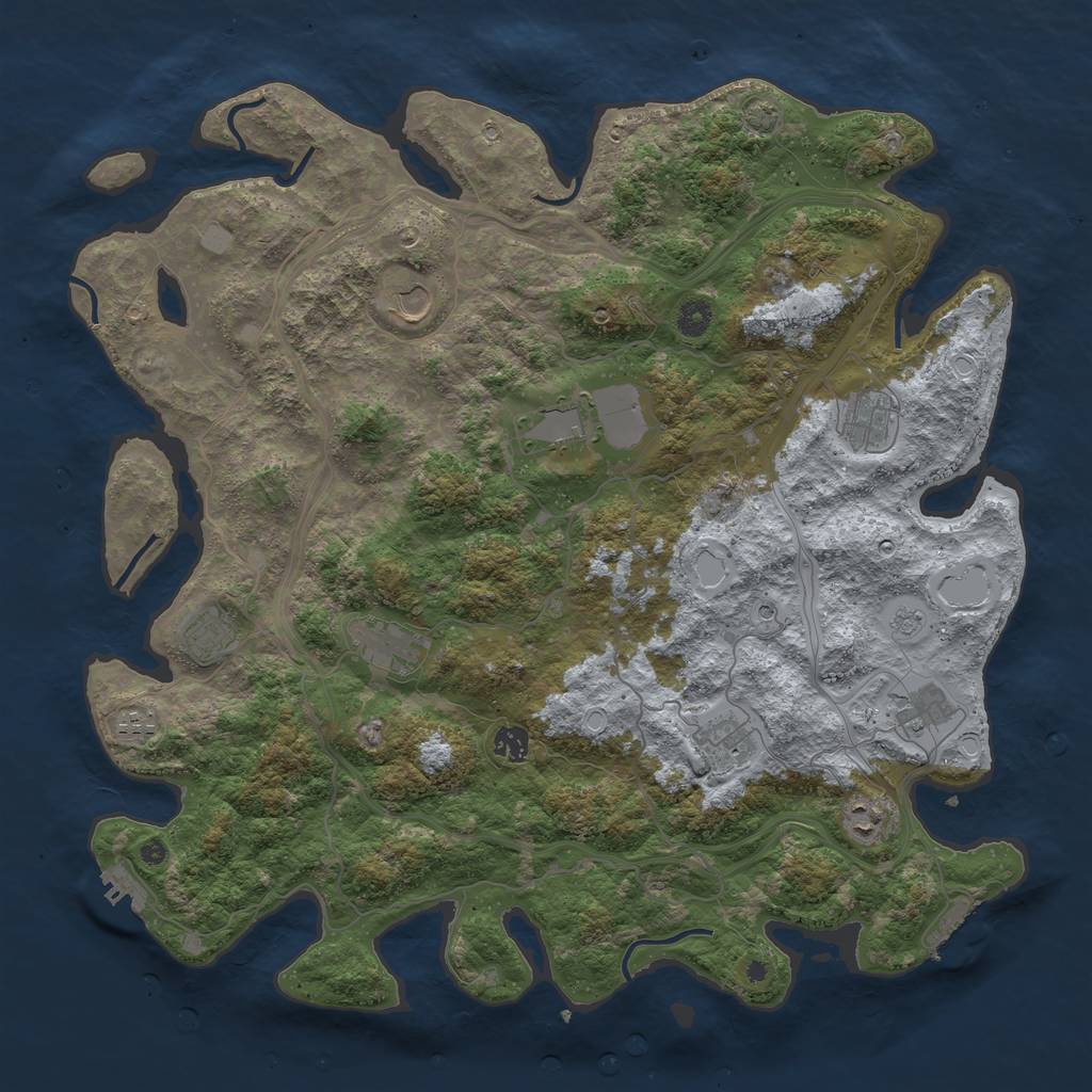 Rust Map: Procedural Map, Size: 4500, Seed: 2075312069, 17 Monuments