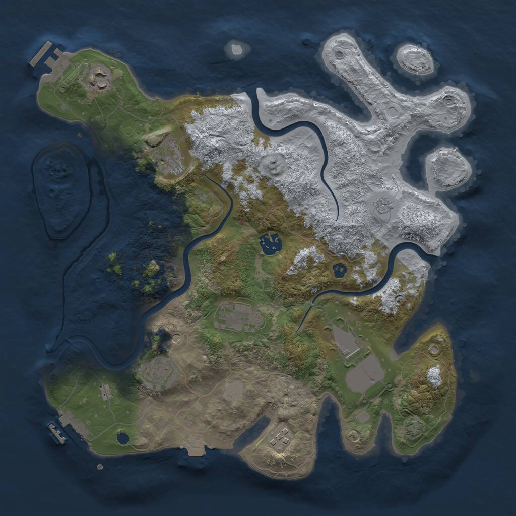 Rust Map: Procedural Map, Size: 3500, Seed: 7654332, 13 Monuments