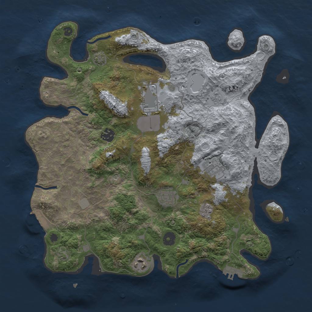 Rust Map: Procedural Map, Size: 3500, Seed: 65447894, 13 Monuments