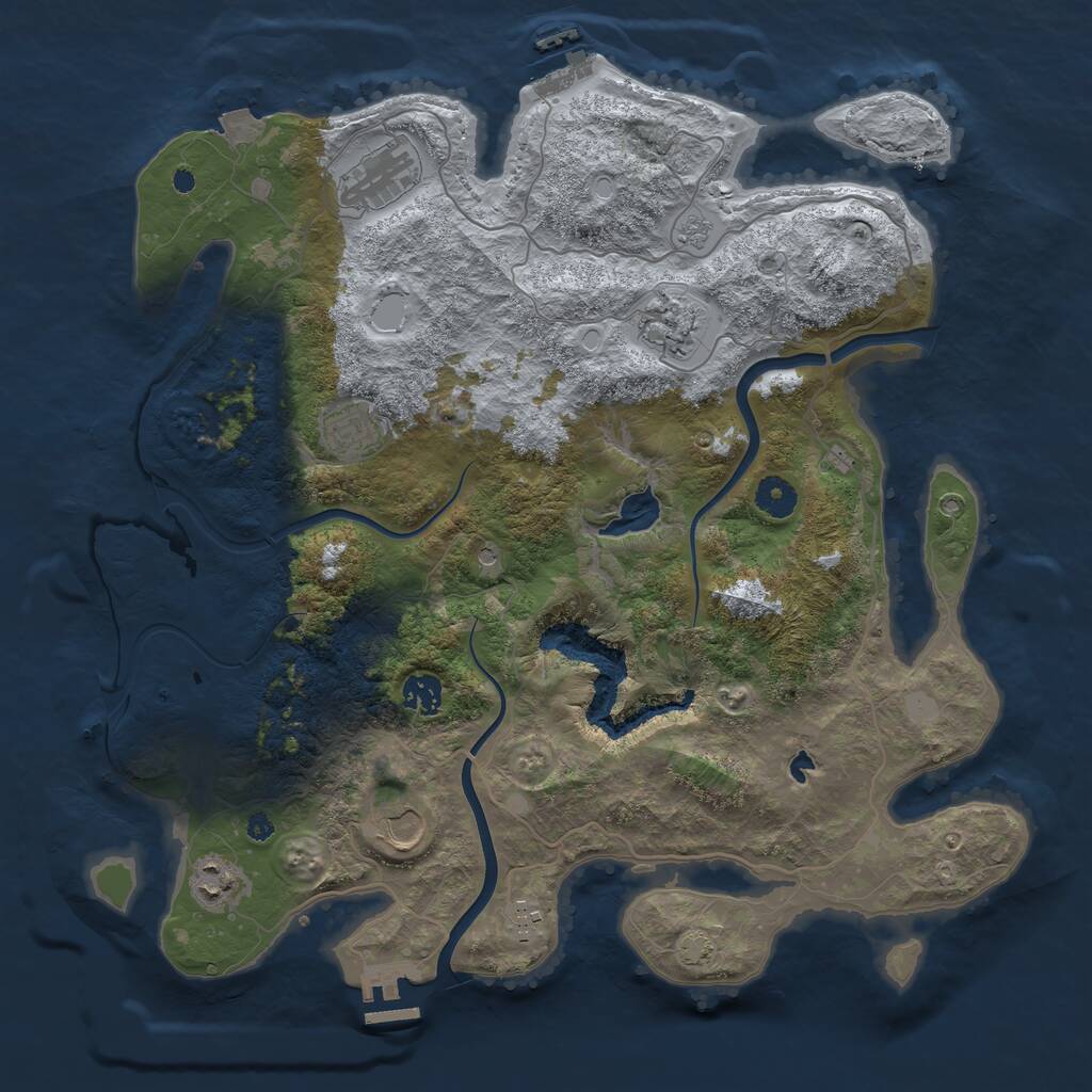 Rust Map: Procedural Map, Size: 4000, Seed: 102345, 13 Monuments