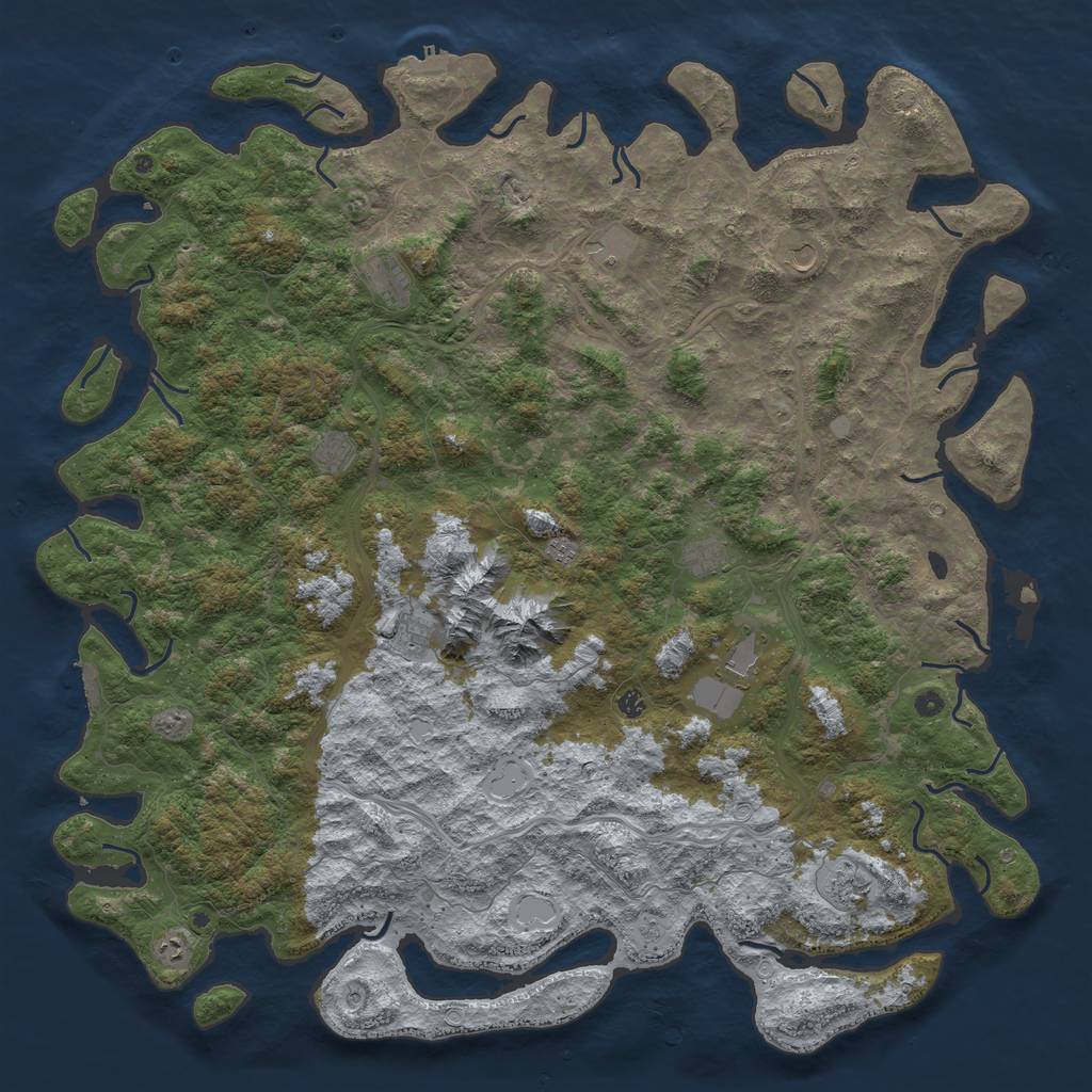 Rust Map: Procedural Map, Size: 6000, Seed: 2568543, 19 Monuments