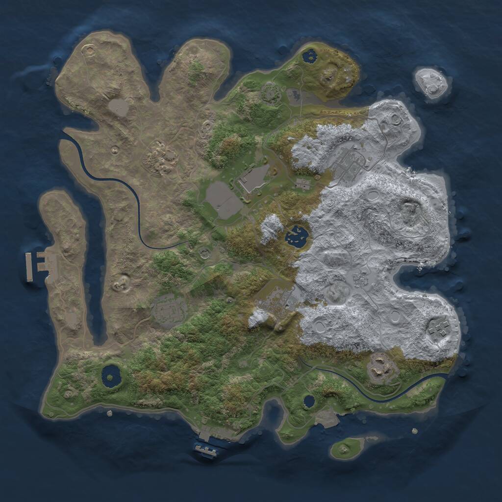 Rust Map: Procedural Map, Size: 3500, Seed: 9843614, 14 Monuments