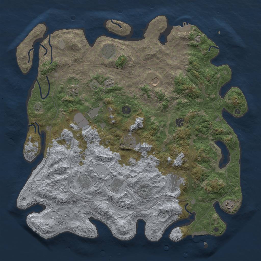 Rust Map: Procedural Map, Size: 4500, Seed: 1574791113, 18 Monuments