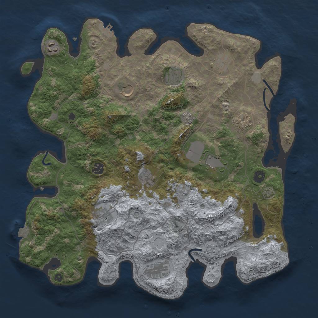 Rust Map: Procedural Map, Size: 4000, Seed: 1147948340, 18 Monuments