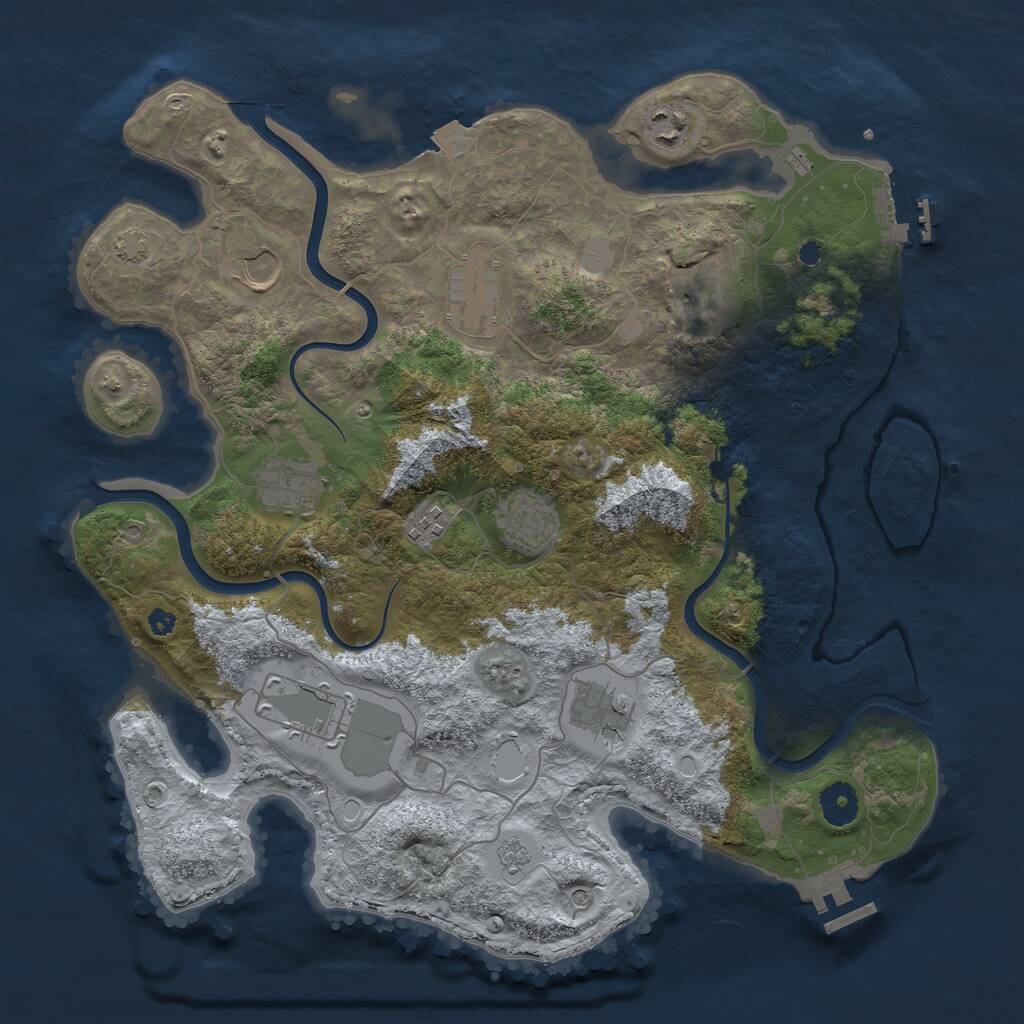 Rust Map: Procedural Map, Size: 3750, Seed: 1318982634, 15 Monuments