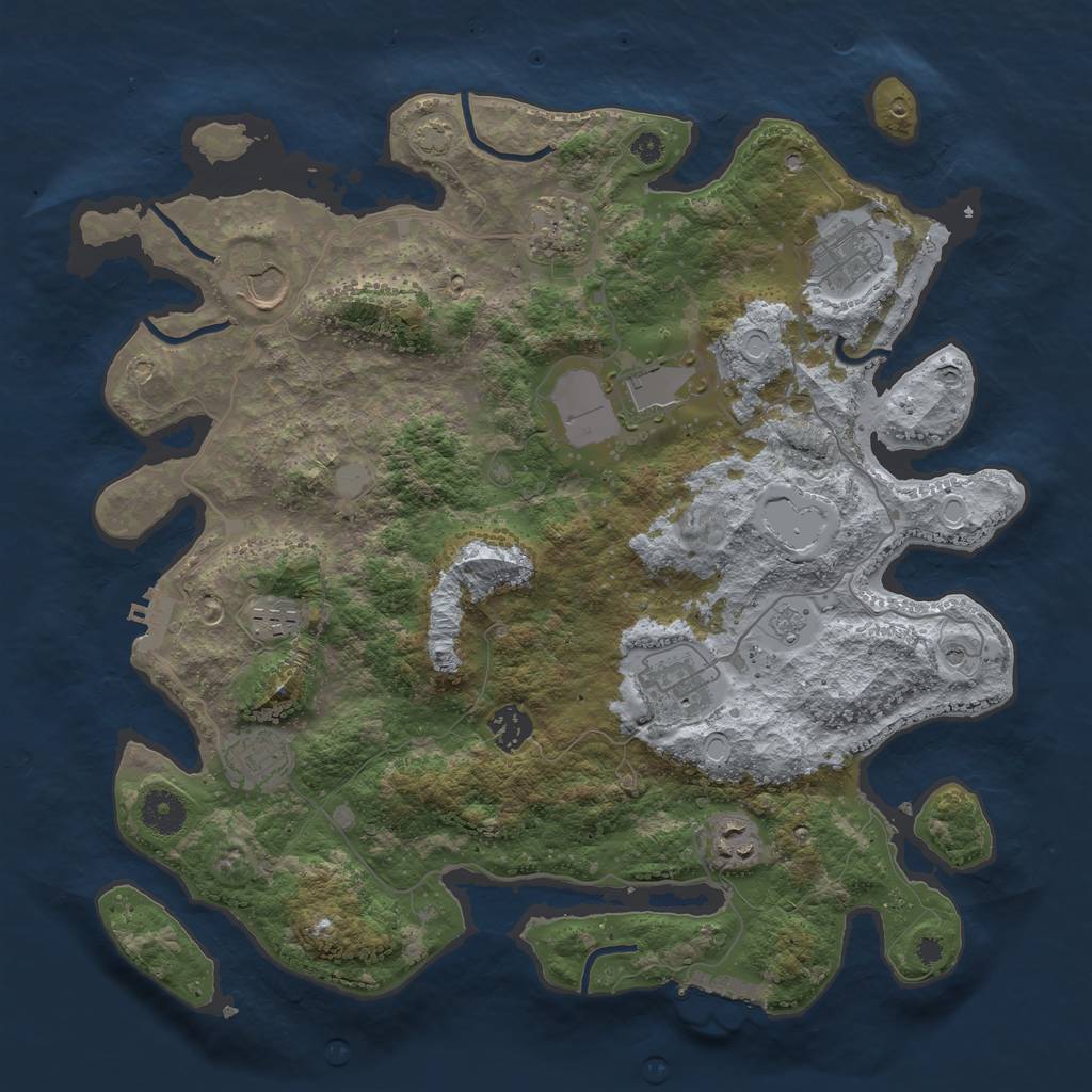 Rust Map: Procedural Map, Size: 3750, Seed: 53869390, 16 Monuments