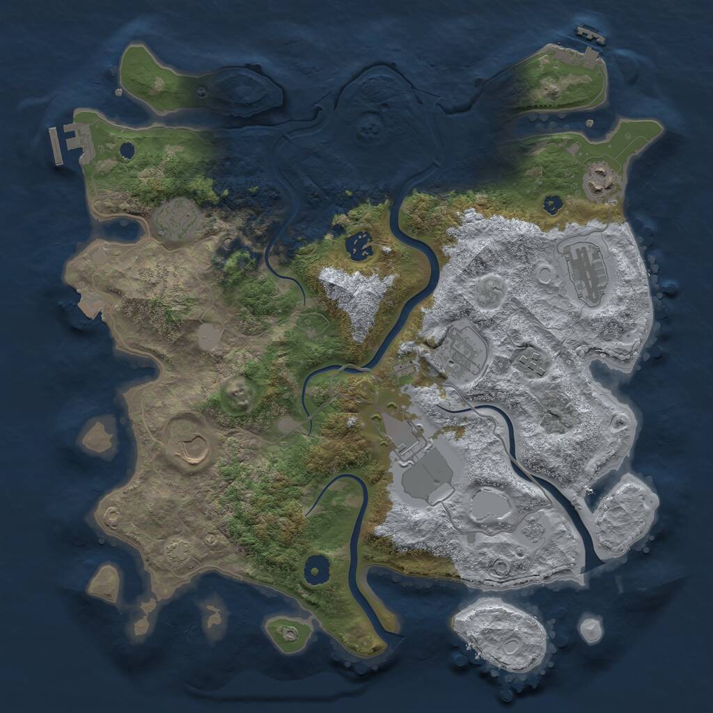 Rust Map: Procedural Map, Size: 3750, Seed: 1528959702, 14 Monuments