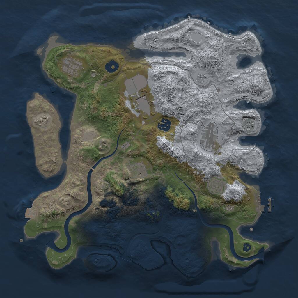 Rust Map: Procedural Map, Size: 3500, Seed: 12389655, 12 Monuments