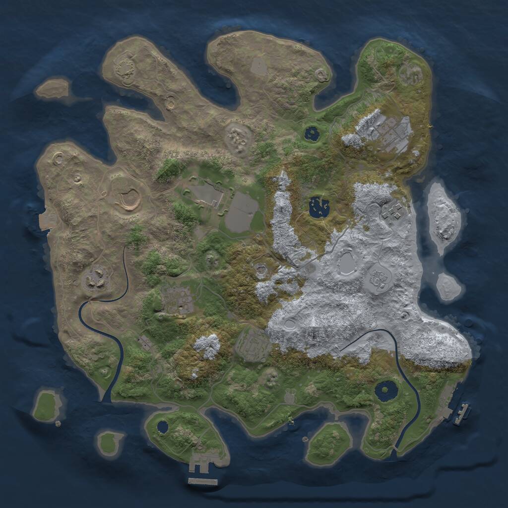 Rust Map: Procedural Map, Size: 3500, Seed: 47636525, 14 Monuments