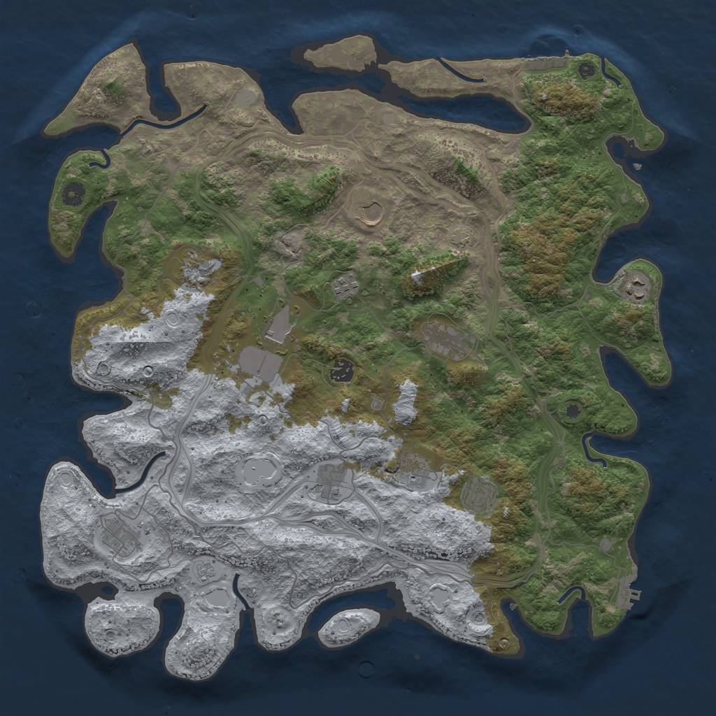 Rust Map: Procedural Map, Size: 4500, Seed: 1327233431, 18 Monuments