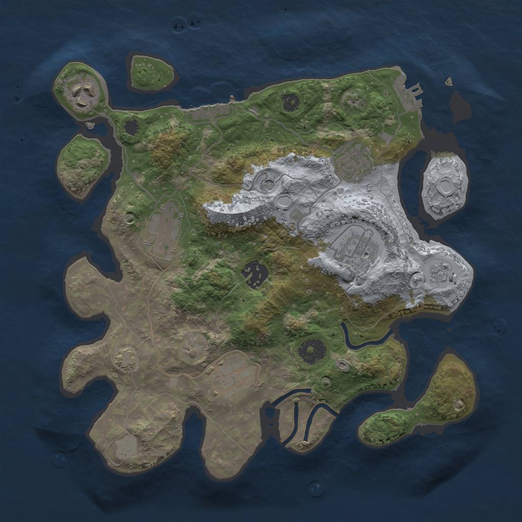 Rust Map: Procedural Map, Size: 3000, Seed: 64777591, 13 Monuments
