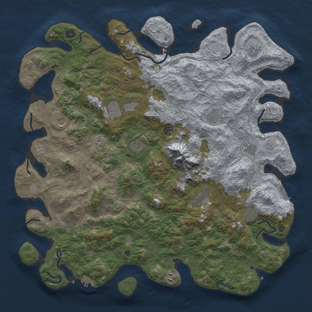 Rust Map: Procedural Map, Size: 5000, Seed: 2003749296, 18 Monuments