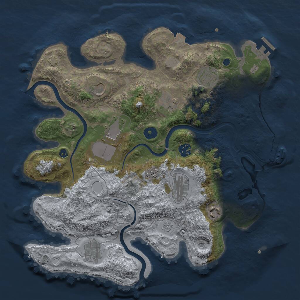 Rust Map: Procedural Map, Size: 3500, Seed: 1943114823, 15 Monuments