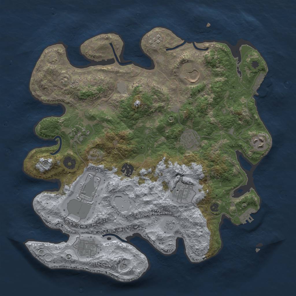 Rust Map: Procedural Map, Size: 3500, Seed: 1943114823, 16 Monuments