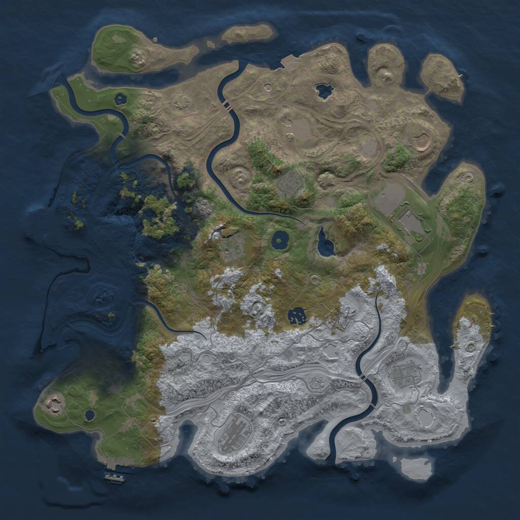 Rust Map: Procedural Map, Size: 4250, Seed: 1356697464, 17 Monuments