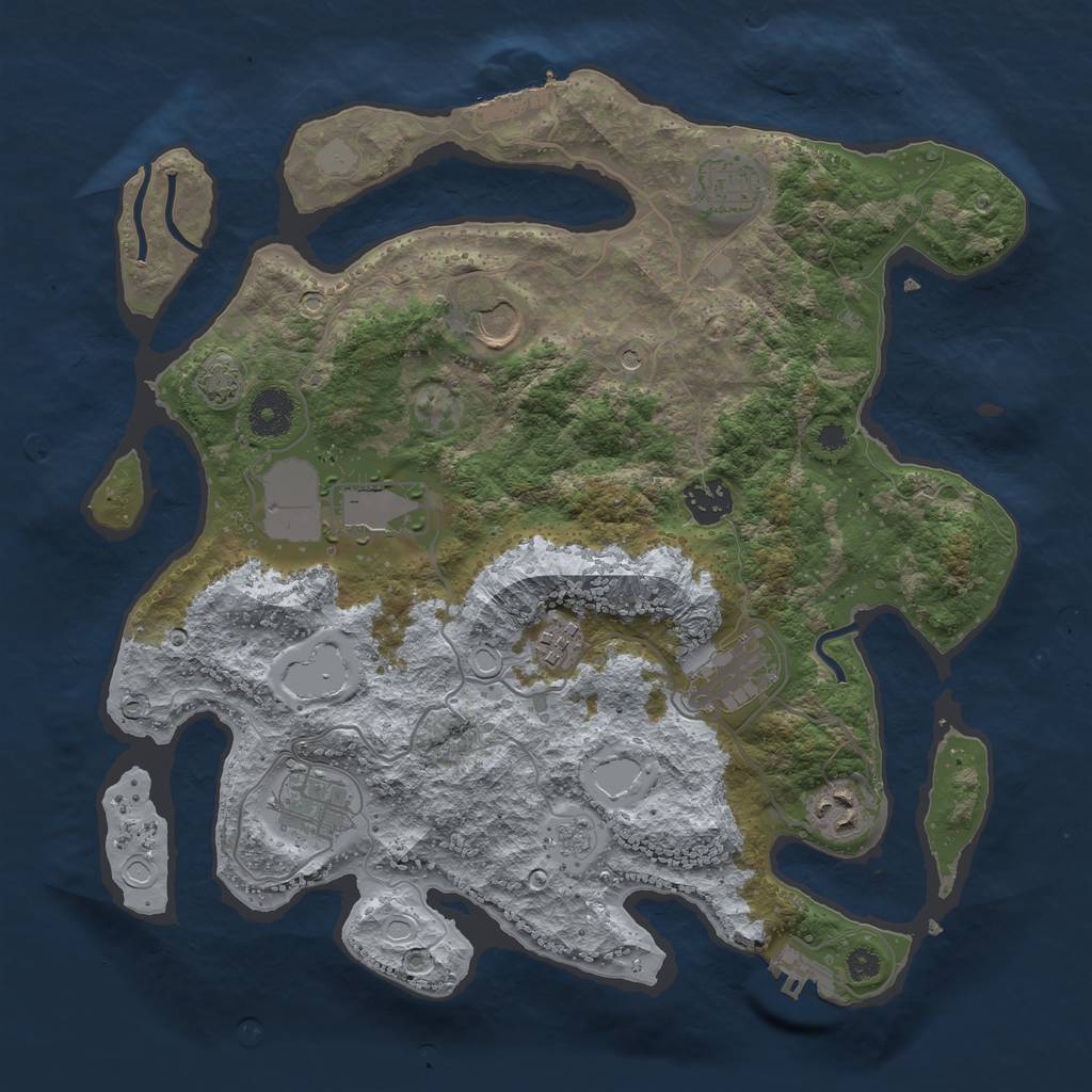 Rust Map: Procedural Map, Size: 3500, Seed: 1321001711, 15 Monuments