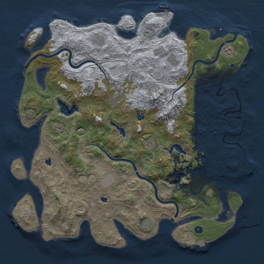 Rust Map: Procedural Map, Size: 5000, Seed: 506994352, 17 Monuments