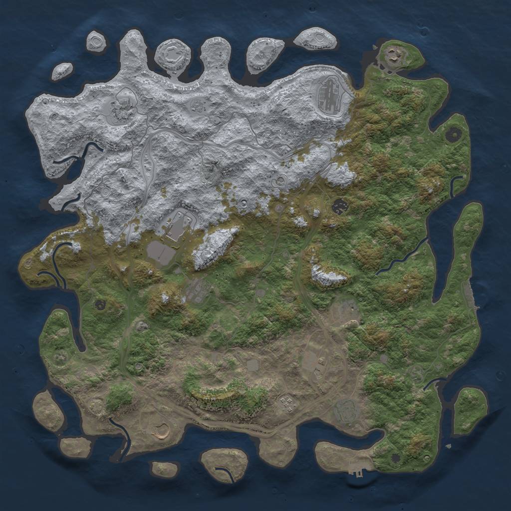 Rust Map: Procedural Map, Size: 4900, Seed: 888, 19 Monuments