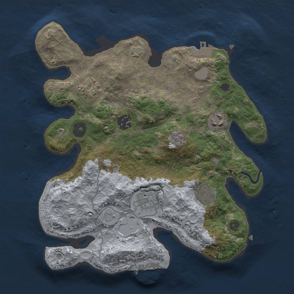 Rust Map: Procedural Map, Size: 3000, Seed: 377905378, 13 Monuments