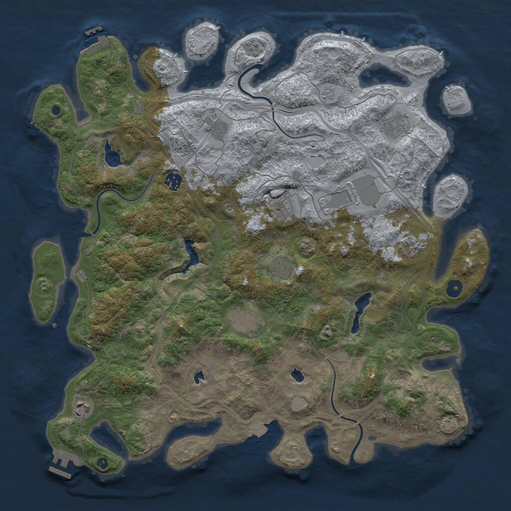 Rust Map: Procedural Map, Size: 4500, Seed: 1030052005, 16 Monuments