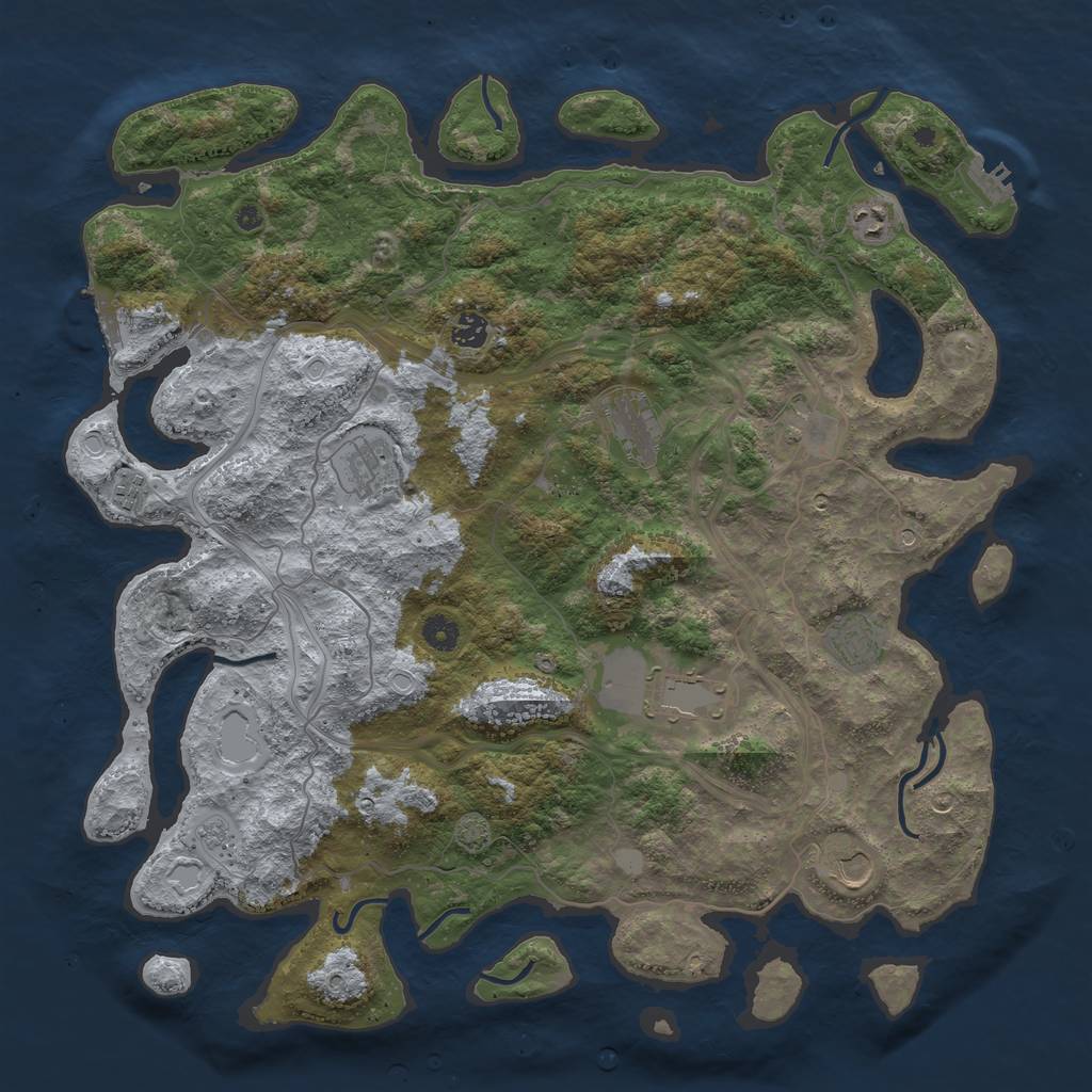 Rust Map: Procedural Map, Size: 4500, Seed: 138372169, 16 Monuments